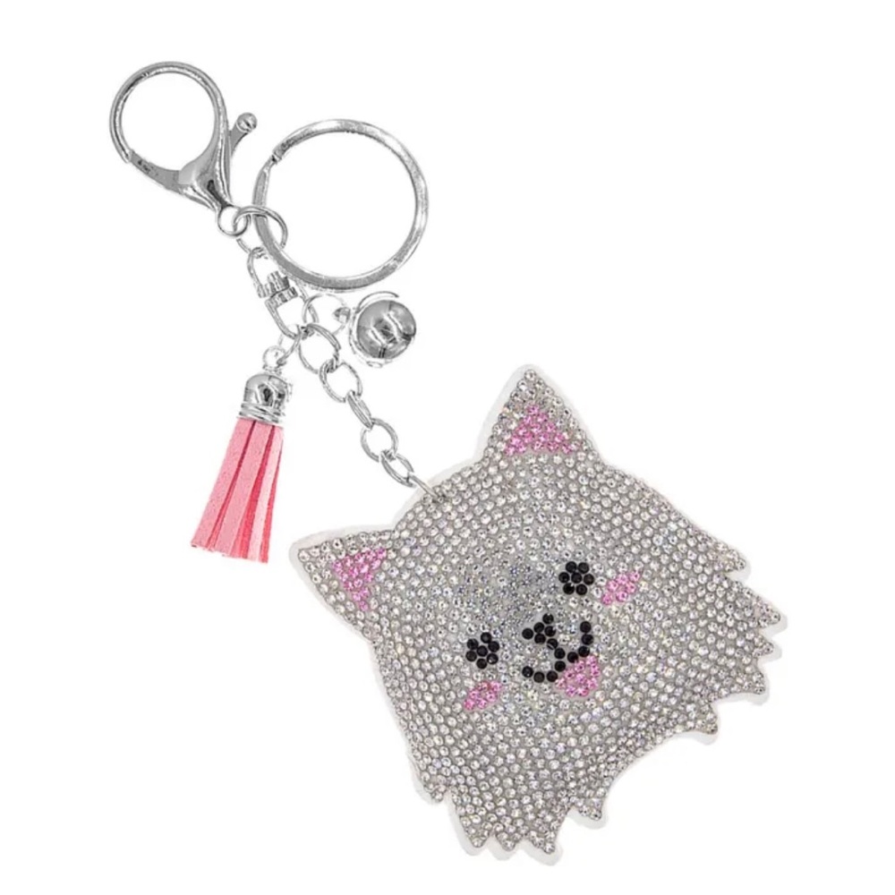 Rhinestone Pomeranian Keychain Bag Charm